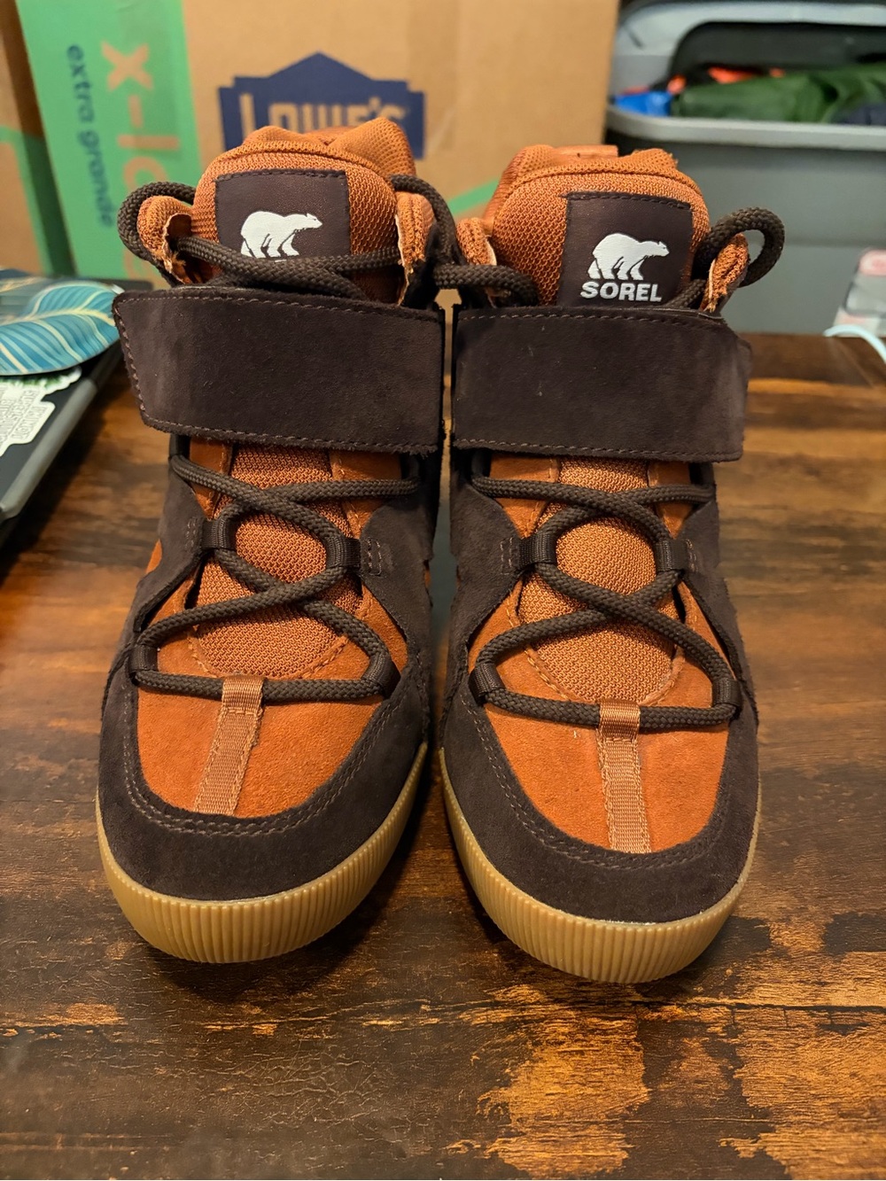 SOREL Out N About Sport Wedge Brown Rust Sneaker Boots 6.5 - Picture 3 of 9